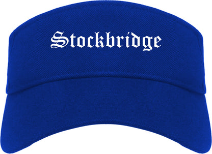 Stockbridge Georgia GA Old English Mens Visor Cap Hat Royal Blue