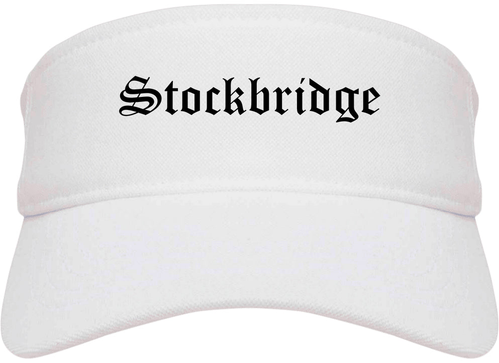 Stockbridge Georgia GA Old English Mens Visor Cap Hat White