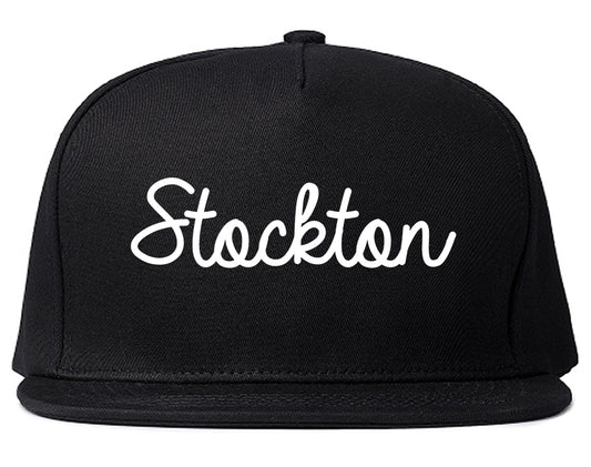 Stockton California CA Script Mens Snapback Hat Black