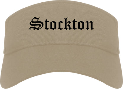 Stockton California CA Old English Mens Visor Cap Hat Khaki