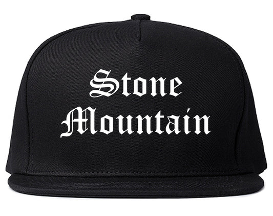 Stone Mountain Georgia GA Old English Mens Snapback Hat Black