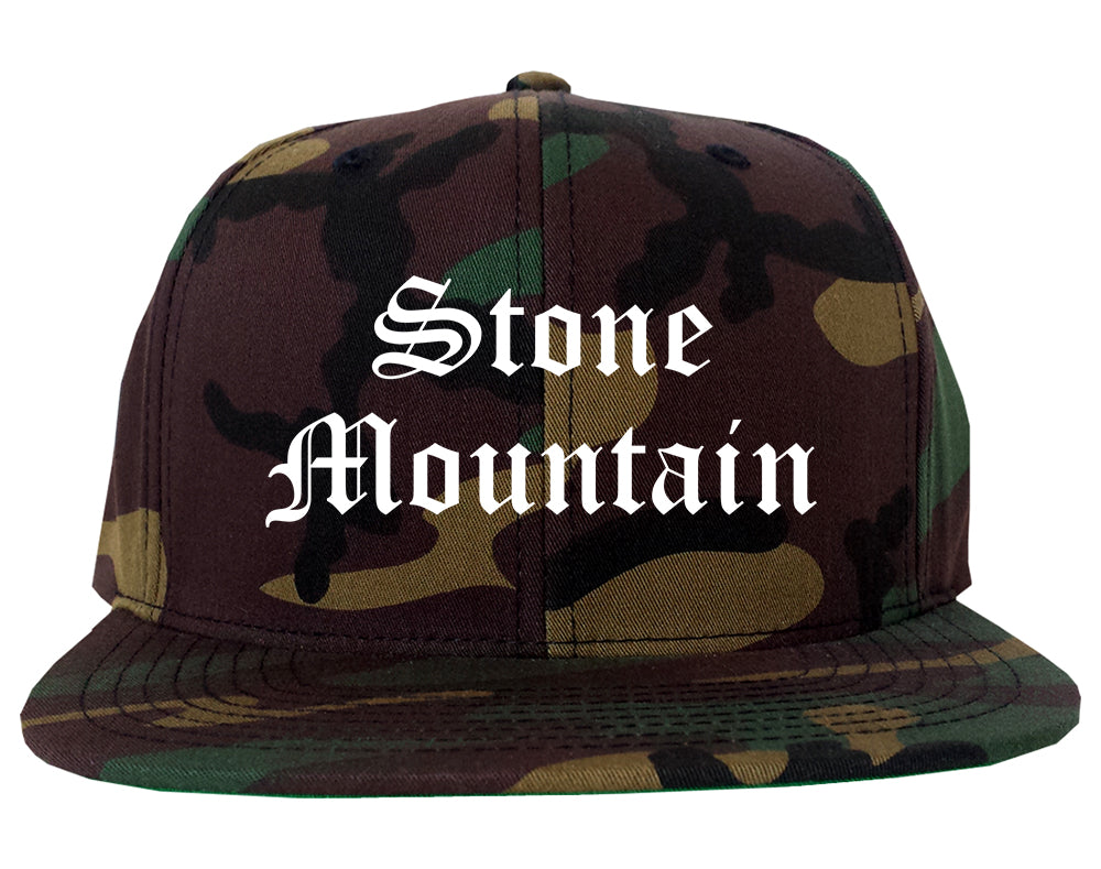 Stone Mountain Georgia GA Old English Mens Snapback Hat Army Camo