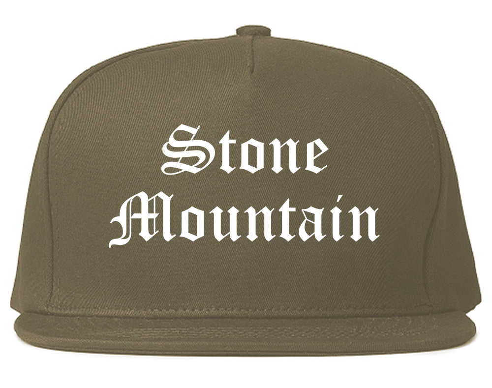 Stone Mountain Georgia GA Old English Mens Snapback Hat Grey