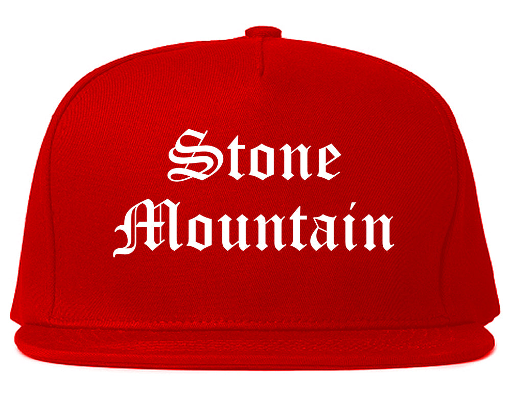 Stone Mountain Georgia GA Old English Mens Snapback Hat Red