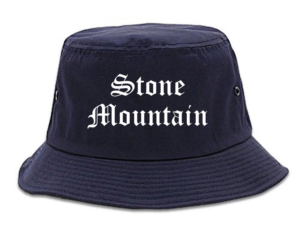 Stone Mountain Georgia GA Old English Mens Bucket Hat Navy Blue