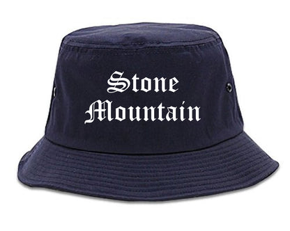 Stone Mountain Georgia GA Old English Mens Bucket Hat Navy Blue