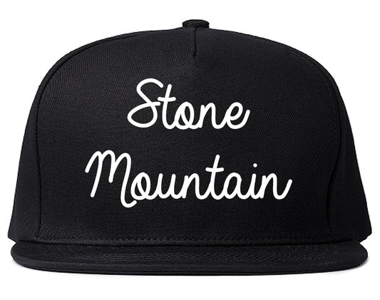 Stone Mountain Georgia GA Script Mens Snapback Hat Black
