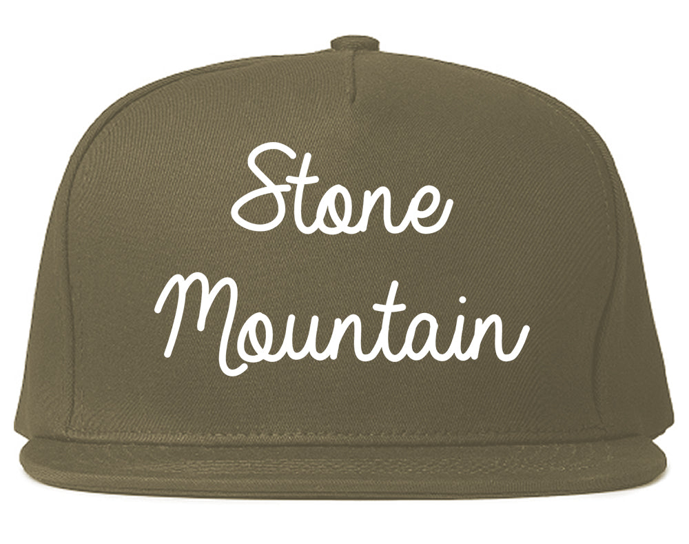 Stone Mountain Georgia GA Script Mens Snapback Hat Grey