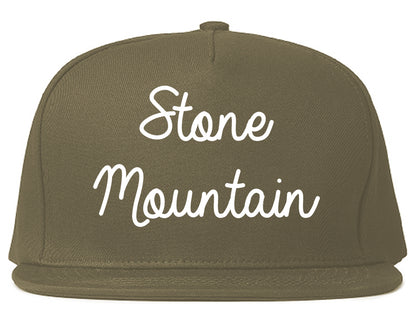 Stone Mountain Georgia GA Script Mens Snapback Hat Grey