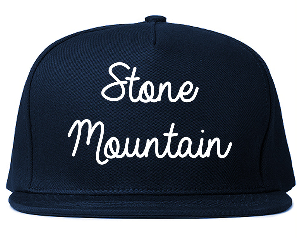 Stone Mountain Georgia GA Script Mens Snapback Hat Navy Blue