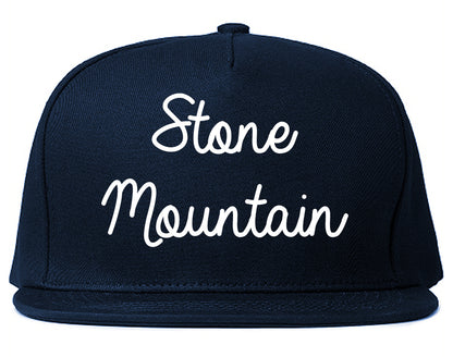 Stone Mountain Georgia GA Script Mens Snapback Hat Navy Blue
