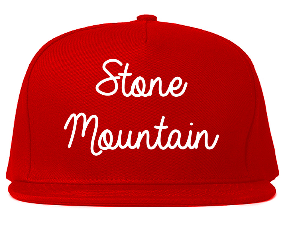 Stone Mountain Georgia GA Script Mens Snapback Hat Red