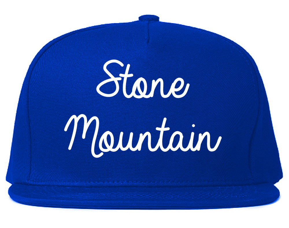 Stone Mountain Georgia GA Script Mens Snapback Hat Royal Blue