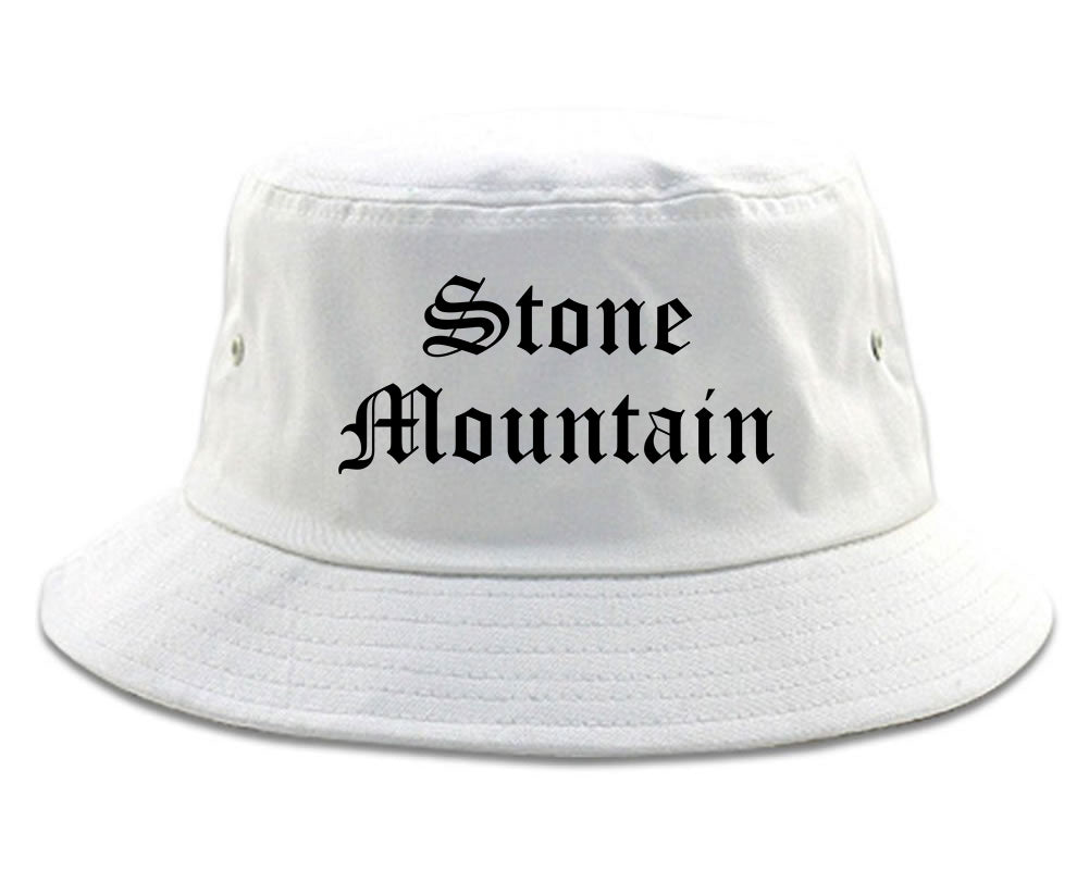 Stone Mountain Georgia GA Old English Mens Bucket Hat White