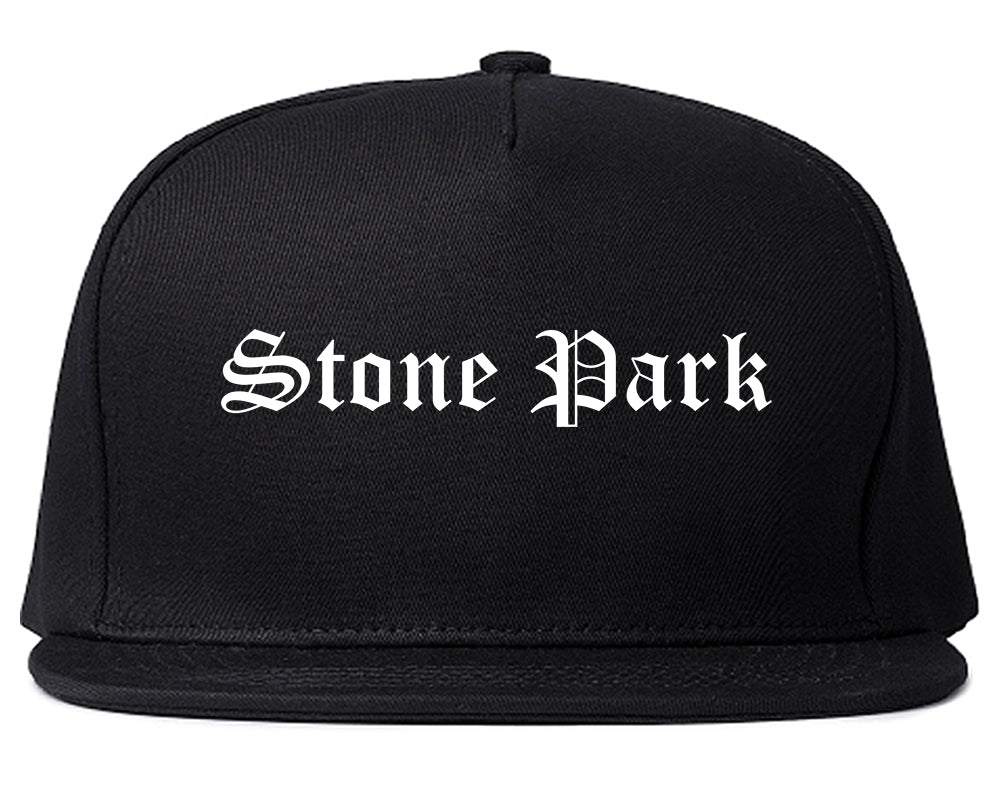 Stone Park Illinois IL Old English Mens Snapback Hat Black