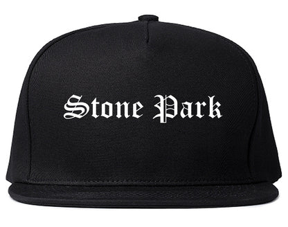Stone Park Illinois IL Old English Mens Snapback Hat Black
