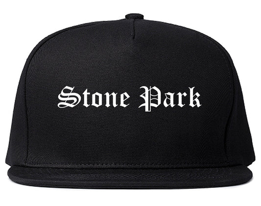 Stone Park Illinois IL Old English Mens Snapback Hat Black