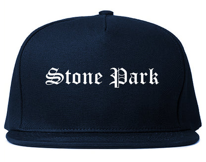Stone Park Illinois IL Old English Mens Snapback Hat Navy Blue