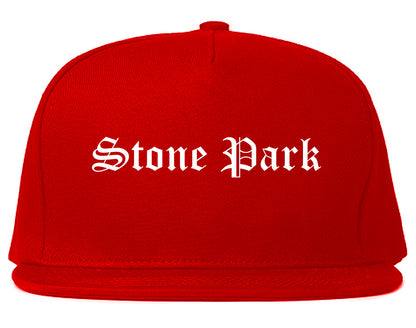 Stone Park Illinois IL Old English Mens Snapback Hat Red