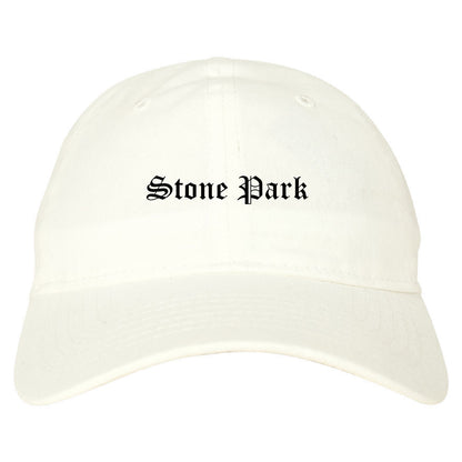 Stone Park Illinois IL Old English Mens Dad Hat Baseball Cap White