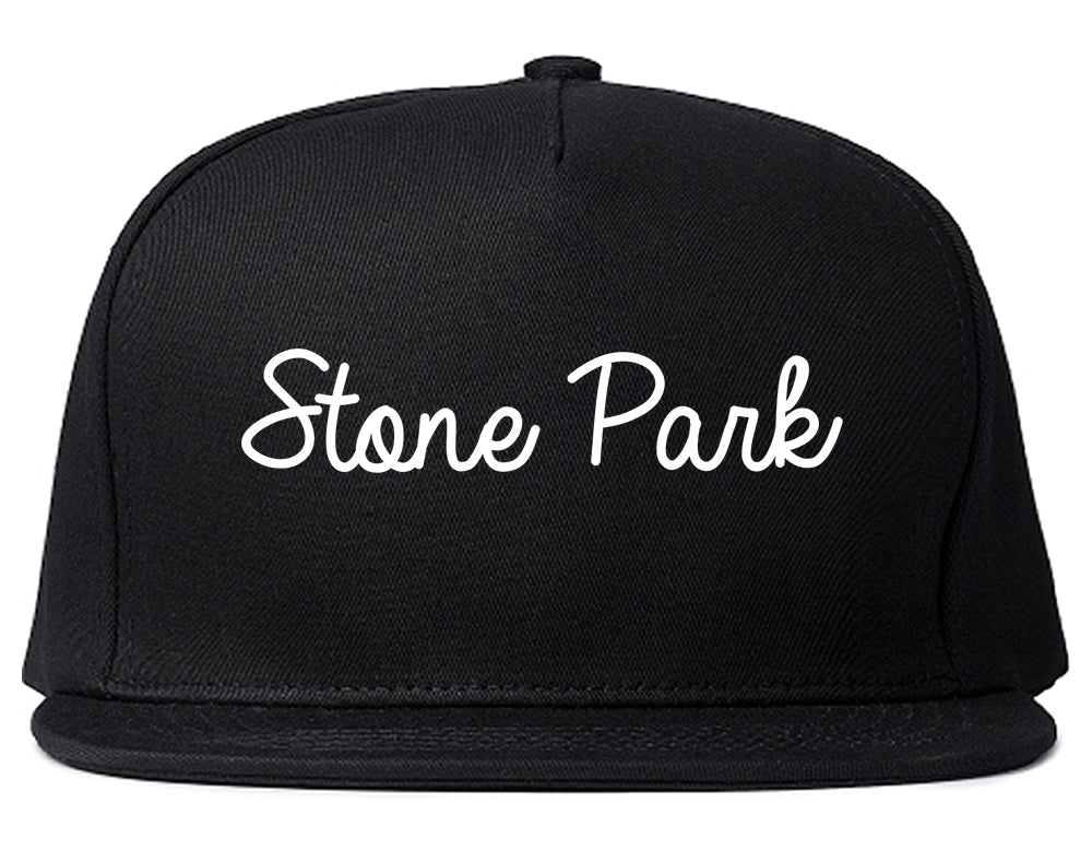 Stone Park Illinois IL Script Mens Snapback Hat Black
