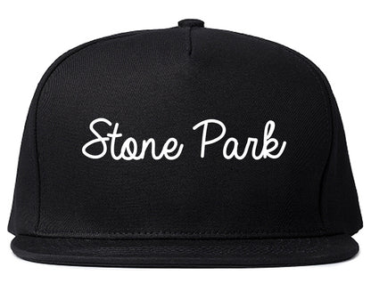 Stone Park Illinois IL Script Mens Snapback Hat Black