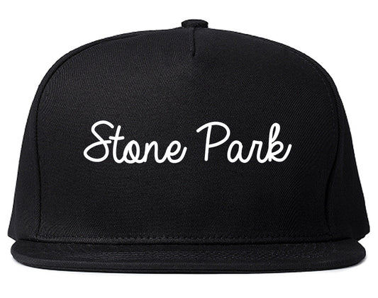 Stone Park Illinois IL Script Mens Snapback Hat Black