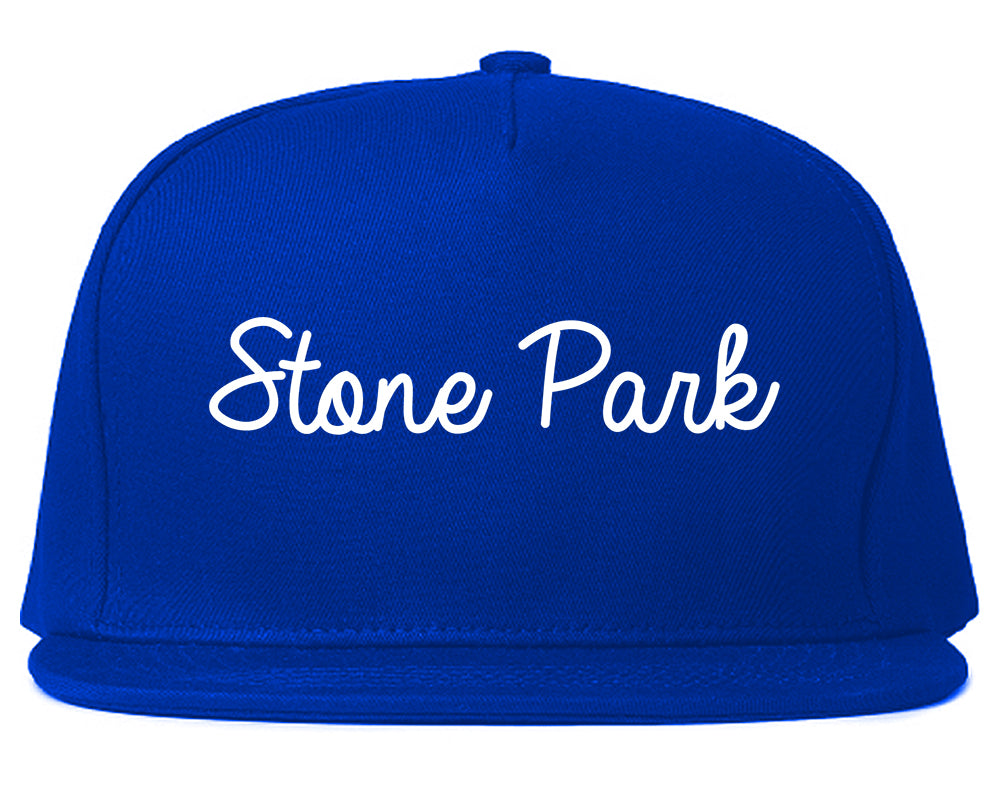 Stone Park Illinois IL Script Mens Snapback Hat Royal Blue