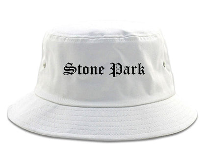 Stone Park Illinois IL Old English Mens Bucket Hat White