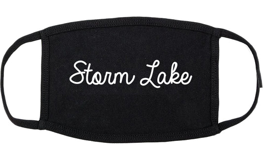 Storm Lake Iowa IA Script Cotton Face Mask Black