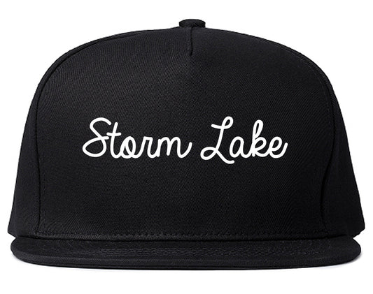 Storm Lake Iowa IA Script Mens Snapback Hat Black
