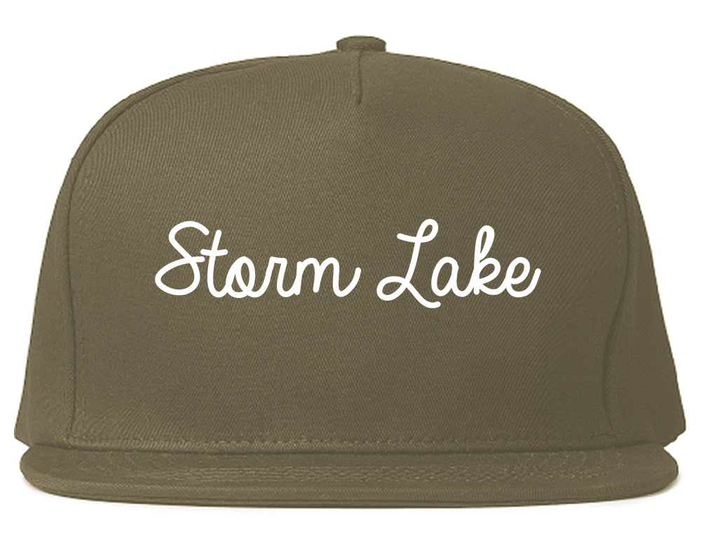 Storm Lake Iowa IA Script Mens Snapback Hat Grey