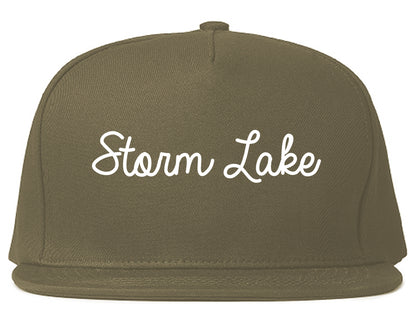 Storm Lake Iowa IA Script Mens Snapback Hat Grey