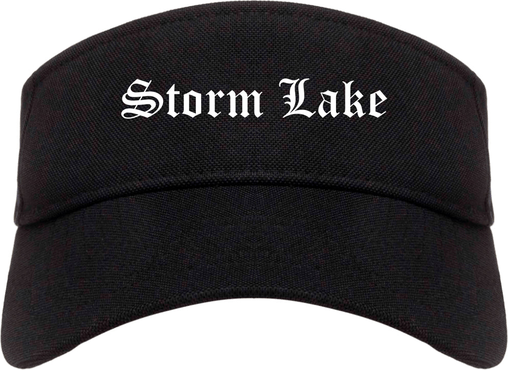 Storm Lake Iowa IA Old English Mens Visor Cap Hat Black