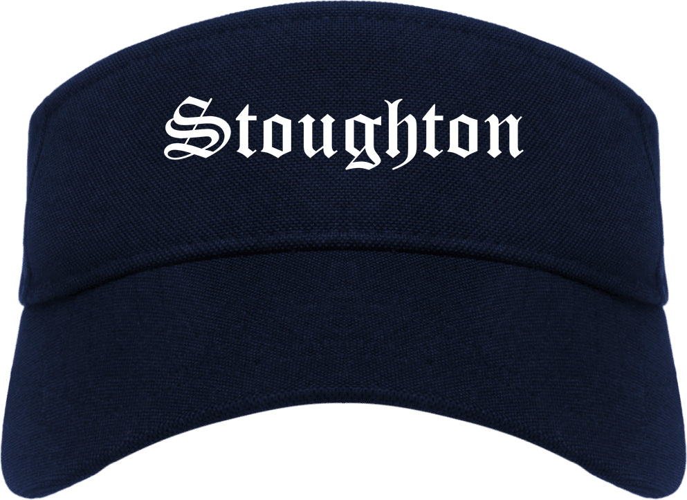 Stoughton Wisconsin WI Old English Mens Visor Cap Hat Navy Blue