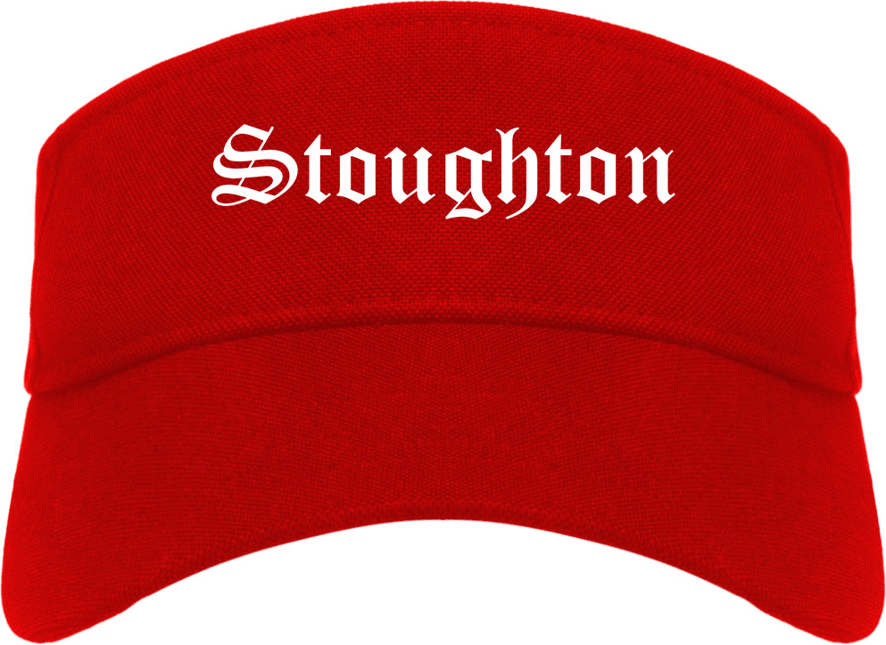 Stoughton Wisconsin WI Old English Mens Visor Cap Hat Red