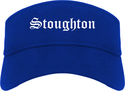 Stoughton Wisconsin WI Old English Mens Visor Cap Hat Royal Blue