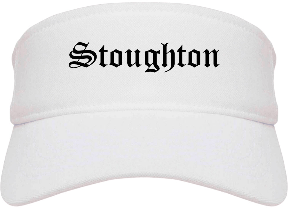 Stoughton Wisconsin WI Old English Mens Visor Cap Hat White
