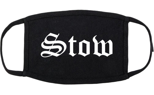 Stow Ohio OH Old English Cotton Face Mask Black