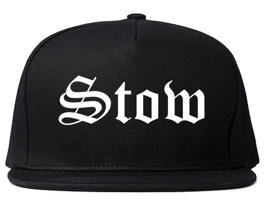 Stow Ohio OH Old English Mens Snapback Hat Black