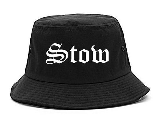 Stow Ohio OH Old English Mens Bucket Hat Black