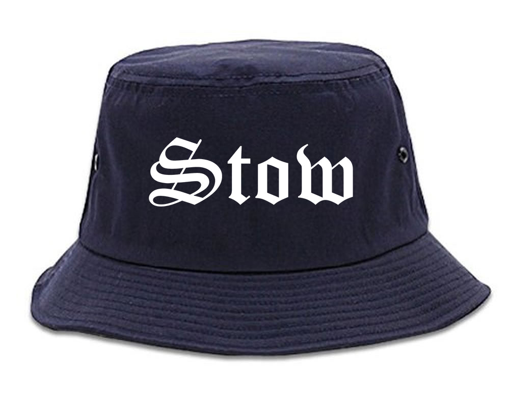 Stow Ohio OH Old English Mens Bucket Hat Navy Blue