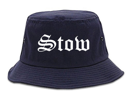 Stow Ohio OH Old English Mens Bucket Hat Navy Blue