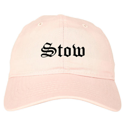 Stow Ohio OH Old English Mens Dad Hat Baseball Cap Pink