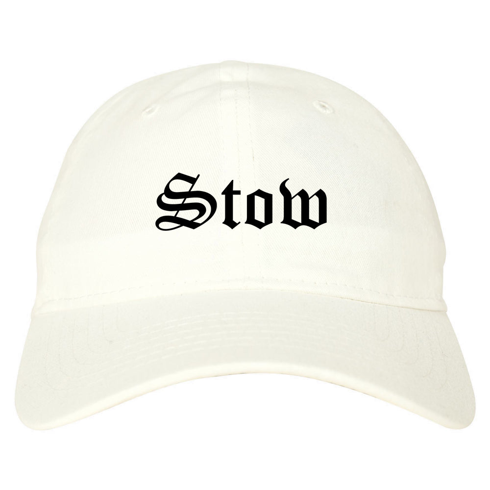 Stow Ohio OH Old English Mens Dad Hat Baseball Cap White
