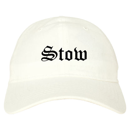 Stow Ohio OH Old English Mens Dad Hat Baseball Cap White