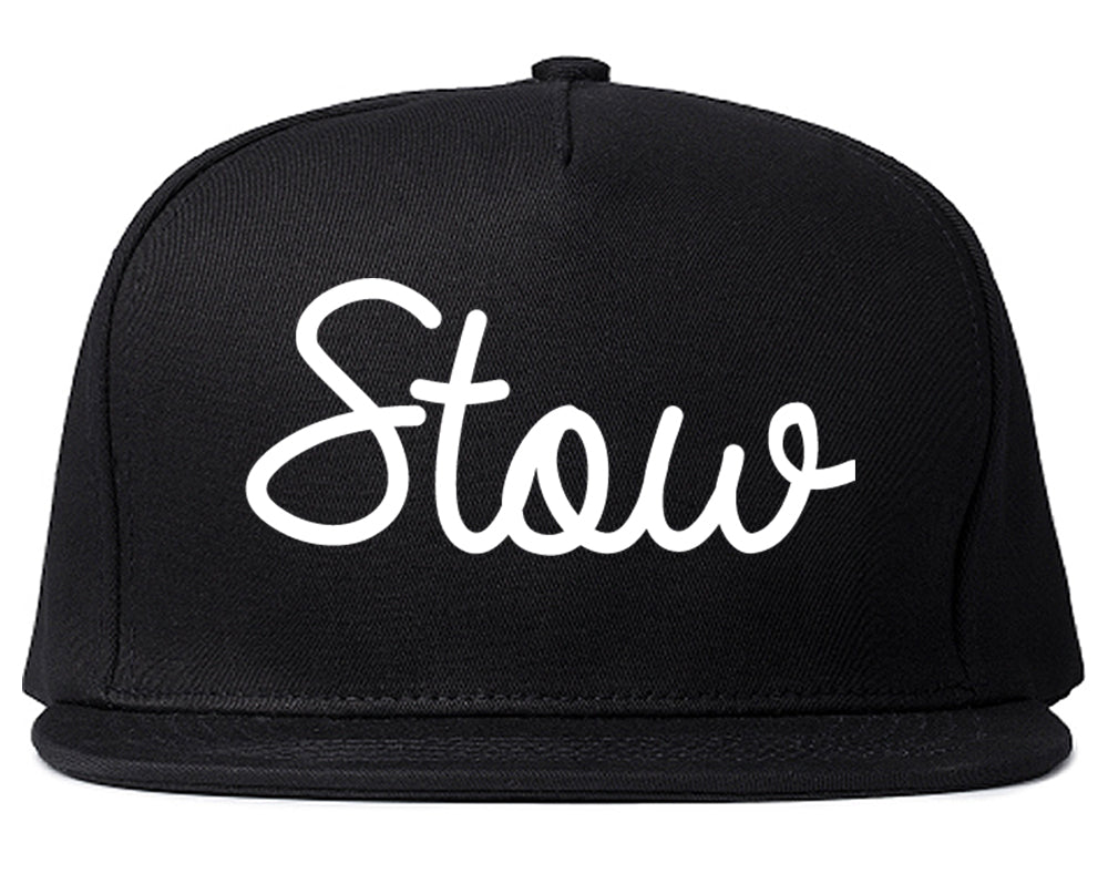 Stow Ohio OH Script Mens Snapback Hat Black