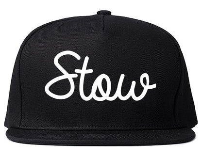Stow Ohio OH Script Mens Snapback Hat Black