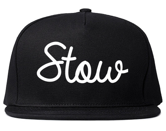 Stow Ohio OH Script Mens Snapback Hat Black