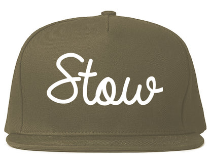 Stow Ohio OH Script Mens Snapback Hat Grey